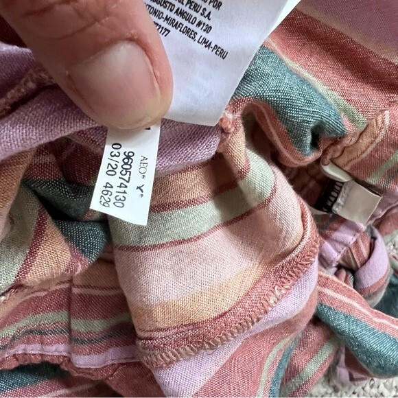 NWT American Eagle Striped Tie Back Tube Linen Jumpsuit - Picture 7 of 16